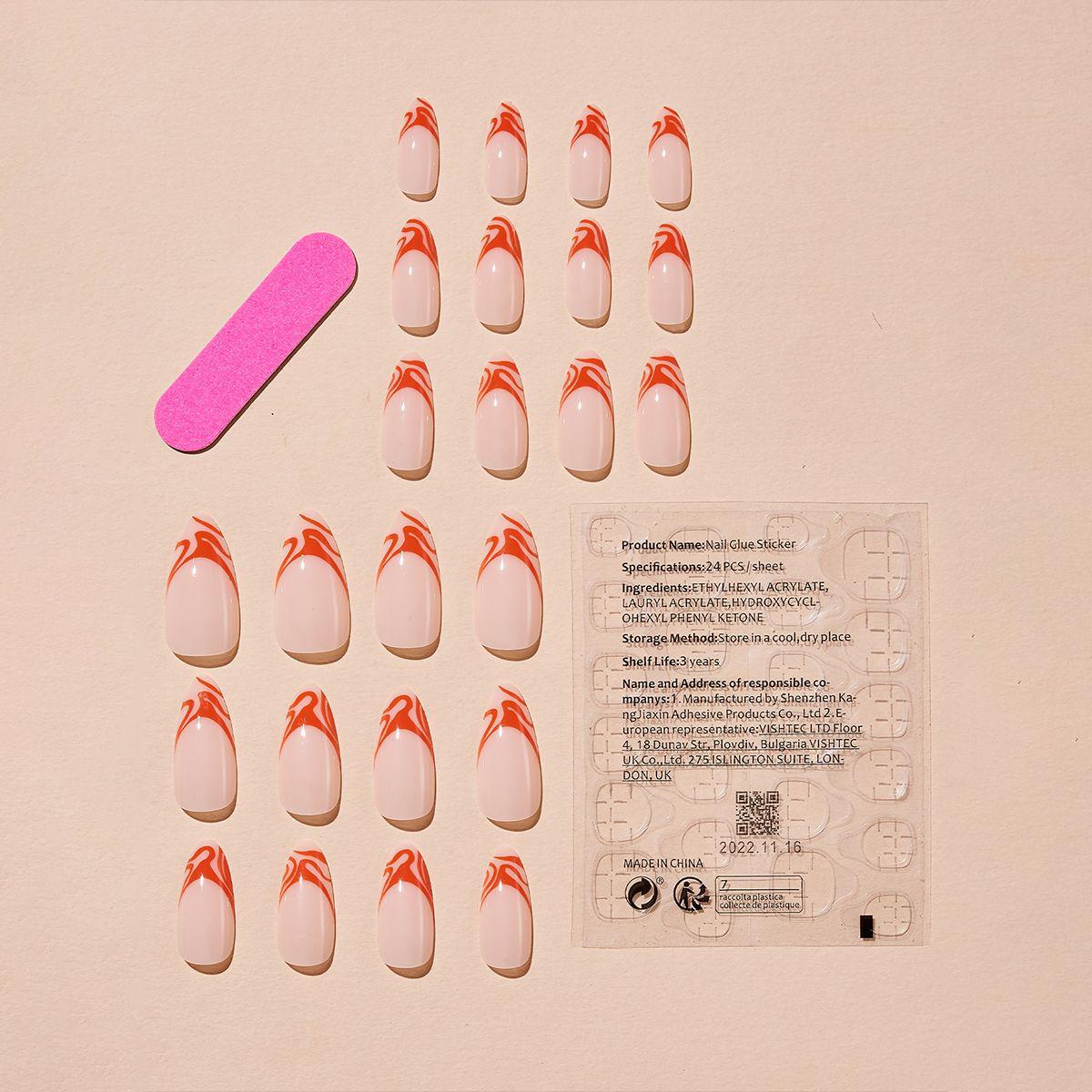 

Миндалевидные наклейки для французского маникюра «Красное пламя» (Европейский и американский стиль)