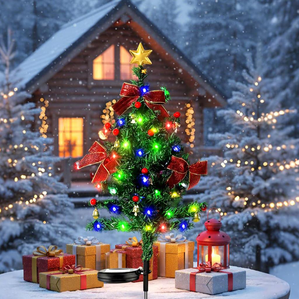 Solar Christmas Trees Lights IP44 Waterproof Lighting Modes Outdoor Christmas Tree for Yard Families Outdoor Decor