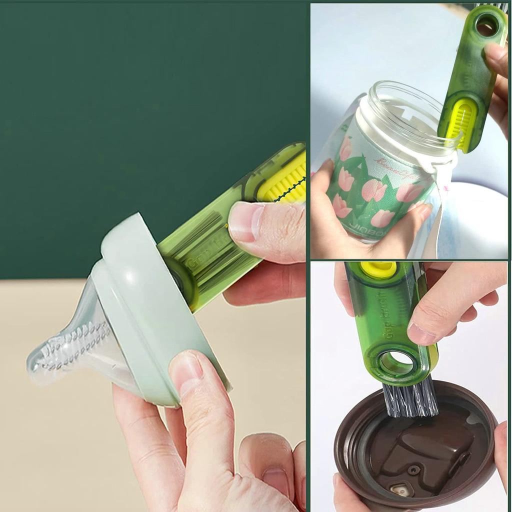 3 In 1 Bottle Gap Cleaner Brush Multifunctional Cup Cleaning Brushes Water Bottles Clean Tool Mini Silicone U-shaped Brush