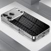 Luxus Schwarze Schlangenleder-Textur Galvanisierte Handyhülle Für Samsung Galaxy S26 S25 S24 S23 Ultra Plus FE Gehärtetes Glas Cover