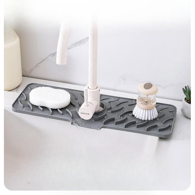 Wavy Patterned Faucet Drain Pad, Kitchen Silicone Splash Guard Pad, Household Anti-slip Thickened Drain Pad