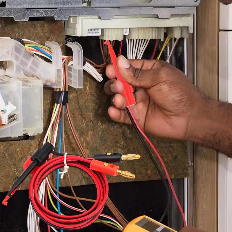 1/2pcs For Multimeter Test Leads Wire Connector Red Black Banana 1M 4mm Banana Plug To Electric Hook Clip Test Cable Gold Plated