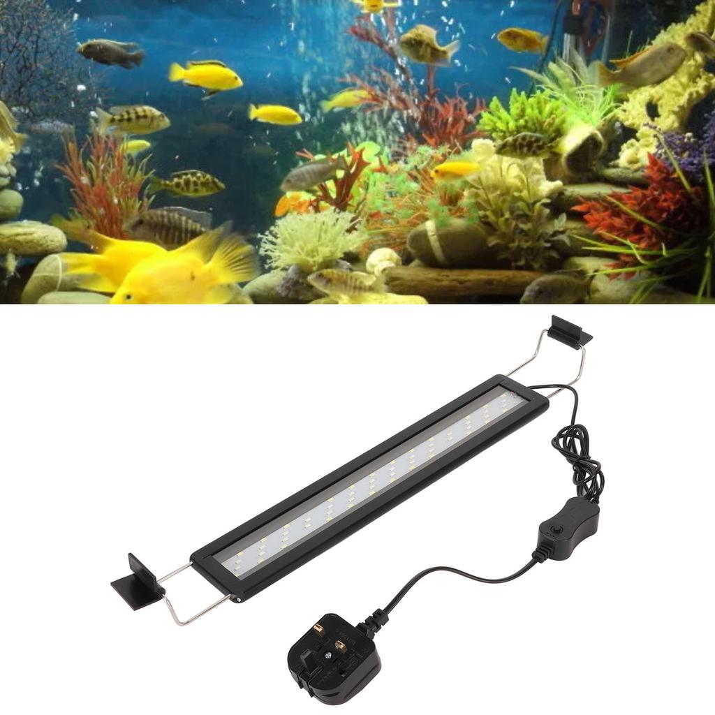 LED Aquariumleuchte 4 Reihen Spritzwassergeschützt dünner Fisch LED Farbwechselnde Leuchte mit ausziehbaren Halterungen Schwarz