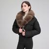 Maillard style big fur collar short cotton-padded clothes women's winter thickened warm waist cotton-padded jacket winter cotton-padded clothes