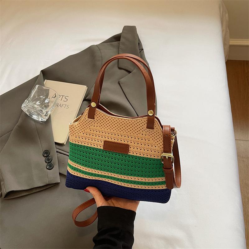 

Нишевая дизайнерская сумка женская новая летняя через плечо вязаная плетеная сумка повседневная портативная сумка-ведро