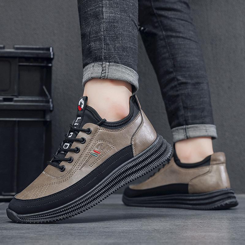 New Business Shoes Men's Flat Black Leather Shoes Men's Casual High Soft Sports Trendy Men's Shoes