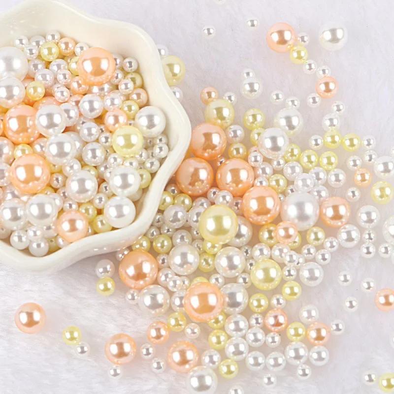 10g Mix Casuale 3-10mm Senza Foro Perla Imitazione ABS per Riempimento Vasi Pennelli Trucco Per Creazione Gioielli Fai da Te Decorazione