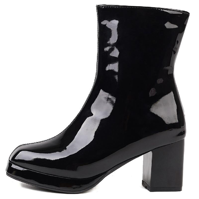 Mode Elegante Stiefeletten Frauen Winter Schuhe 2024Block Heels Rot Schwarz Weiß Grün Kurze Schuhe Mädchen Stiefel Große Größe 48