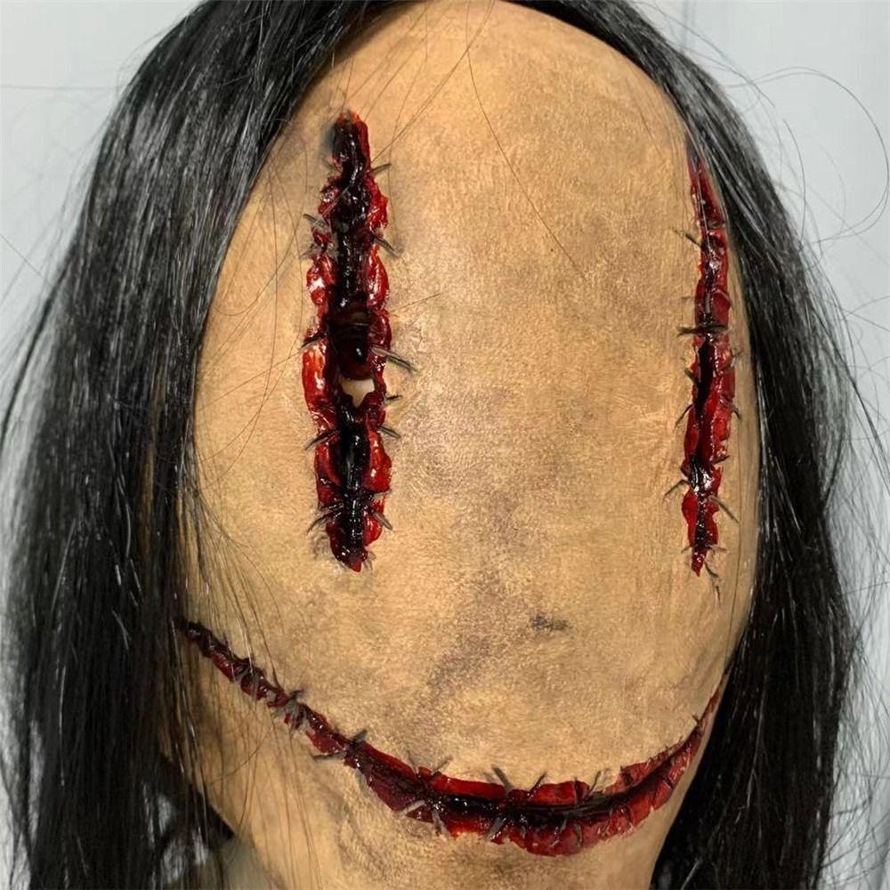 Spooky Scary Halloween Mask Full Face Mask Long Hair Demon Mask Ghost Cosplay Mask  Dress Party