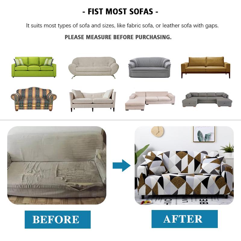 Stretch Sofa Cover Geometry  For Living Room Furniture Protector Couch Cover With Elastic Bottom Sofa Slipcovers For Pets, Kids
