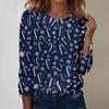 Women's Fashion Casual Long Sleeve Christmas Printed Round Neck Top