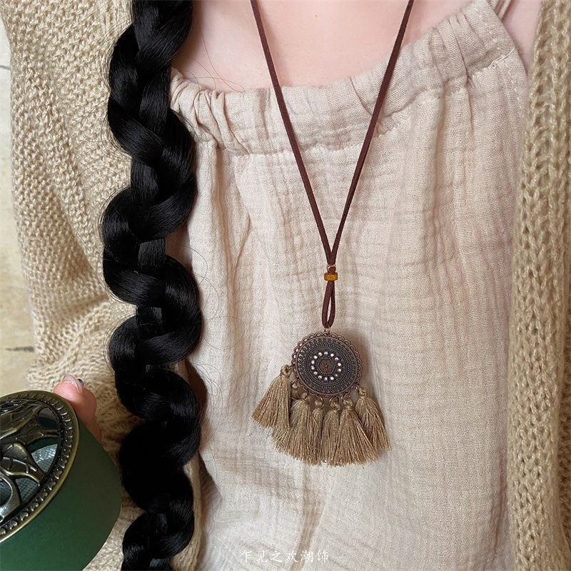 National Style Necklace - Women's Vacation Style Necklace - Retro and Elegant Sweater Chain Accessory