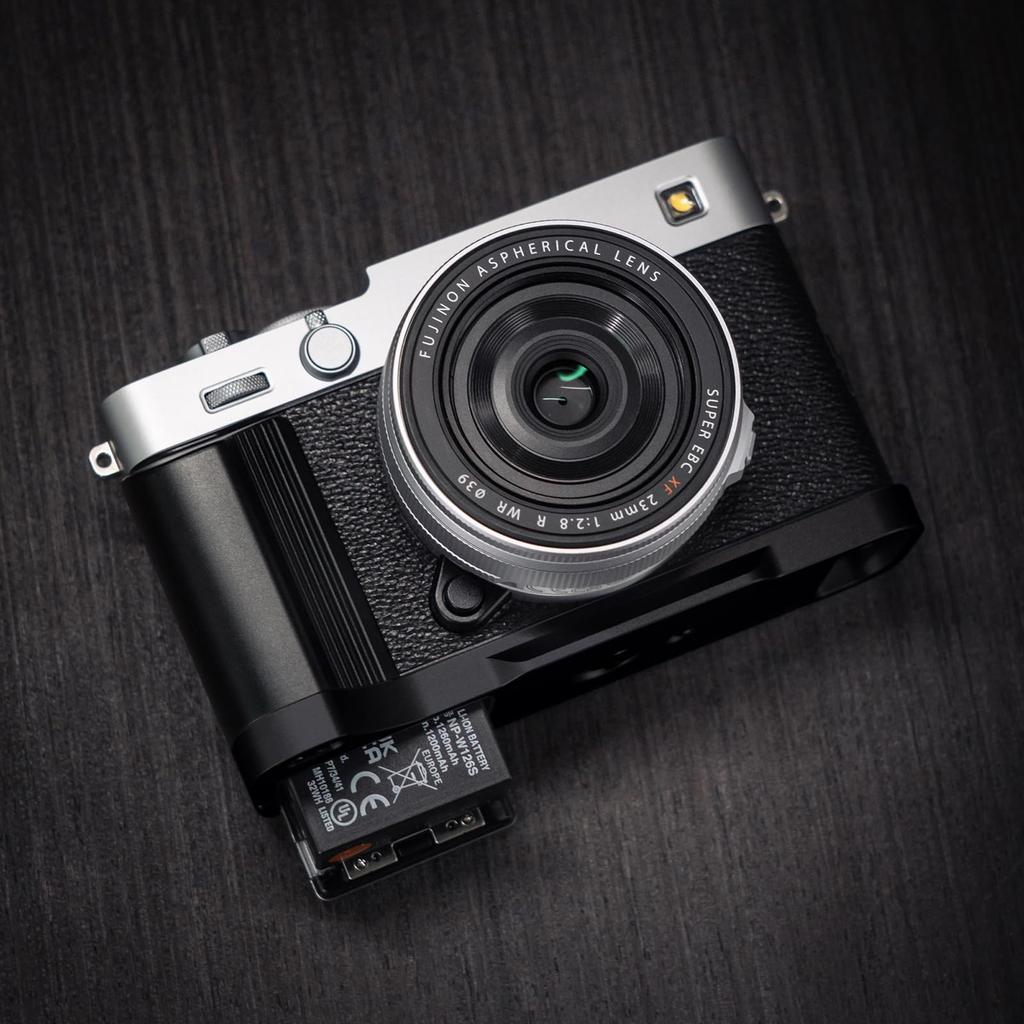 Iborrys Uchwyt do aparatu dla FUJIFILM Dedykowany Szybkozłączka Stop Aluminium Aparat Oryginalny Wzór Retro Aluminium X-E5, Płytka w kształcie litery L, Uchwyt, Antypoślizgowy