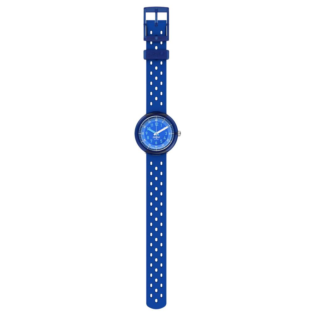 Swatch FLIK FLAK BUBBLY HOURS Series Quartz Movement 30 Meters Waterproof Swiss Watch 31.85mm Blue Dial Bio-based Plastic Case Silicone Strap ZFCNP002