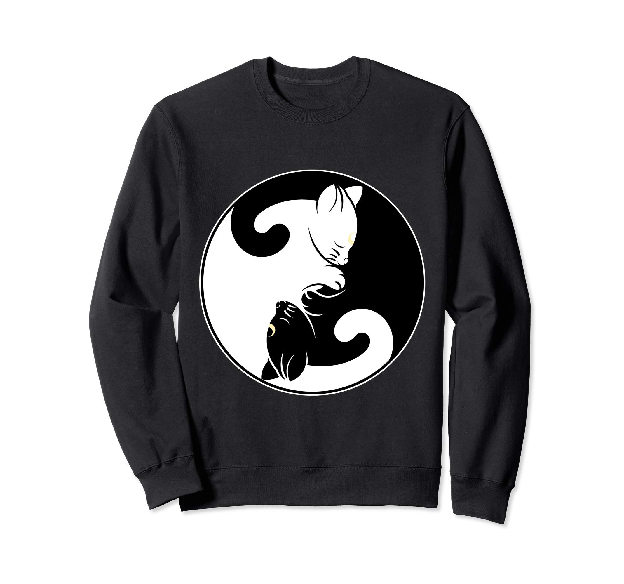 Kawaii Yin Yang Cat Moon Crescent Head Manga Cat Sweatshirt