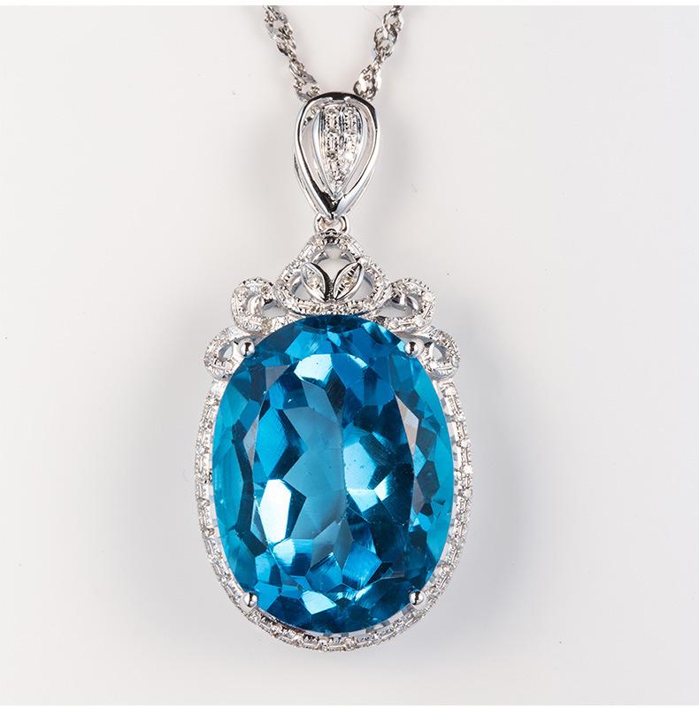 

Женское ожерелье с подвеской Swiss Blue Topaz & Zircon, посеребренное