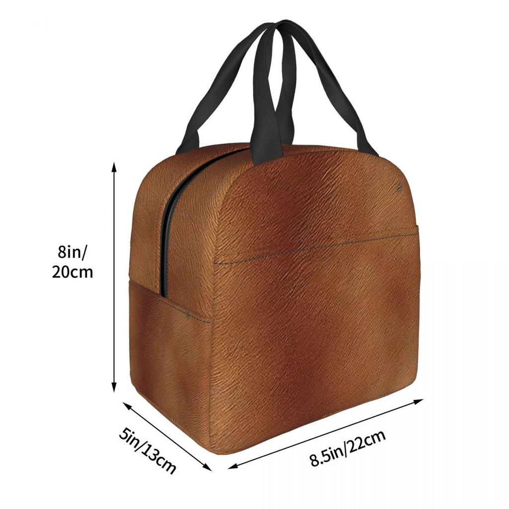 Brown Cowhide Cow Skin Print Insulated Lunch Bag for Women Kids Portable Food Boxes Thermal Lunch Box Tote