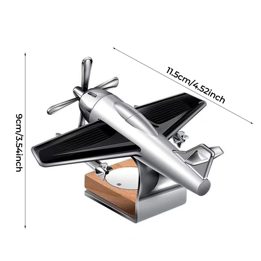 Car Essential Oil Diffuser Solar Airplane Car Diffuser Wooden Base Fragrance Aromatherapy Diffuser Ornaments (Without Perfume)