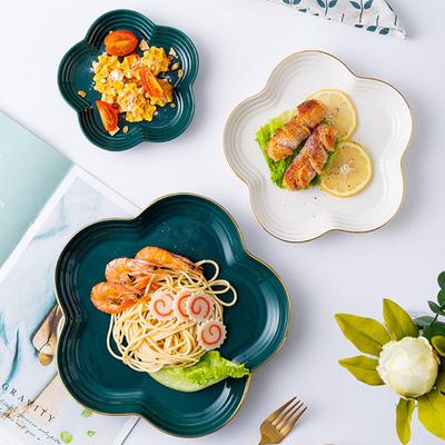 Prato criativo em formato de flor Prato de cerâmica para bife Prato para salada Prato para frutas Utensílios de mesa Utensílios de cozinha Louça