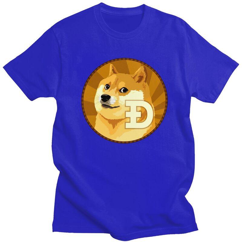 Custom Cryptocurrency Dogecoin Tshirts for Men Short Sleeves T Shirt Fashion Bitcoin Geek Tshirts 100 Cotton Tees Gift Idea
