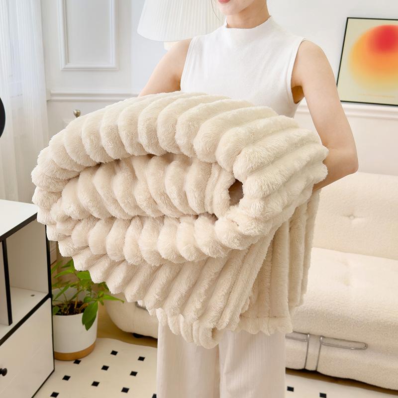 Coperta in Flanella Monocolore Morbida Coperta in Finta Pelliccia di Coniglio Calda Accogliente Copriletto per Divano Letto Viaggio a Quadri