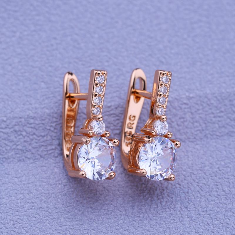 MINTHA Clip Earrings Trendy Rose Gold Color Wedding Daily Fashion Jewelry Cubic Zirconia Earrings For Women Bridal Round Earrings