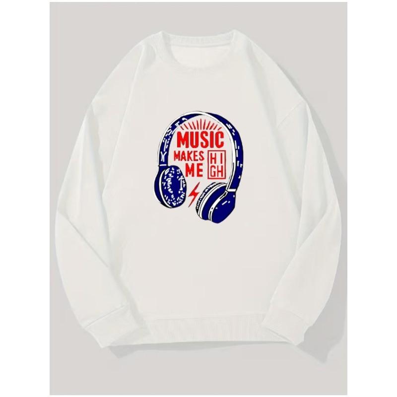 Men's Hoodless Sweatshirt Loose Fit Round Neck Long Sleeve Casual Pullover for Autumn Winter, Soft Comfortable Versatile Casual Attire