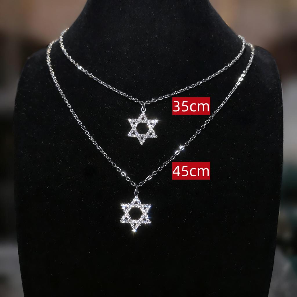 Jeshayuan Star of David Pendant Necklace with Zircon Bling David Star Necklace Luxury Anniversary Wedding Jewelry Gift