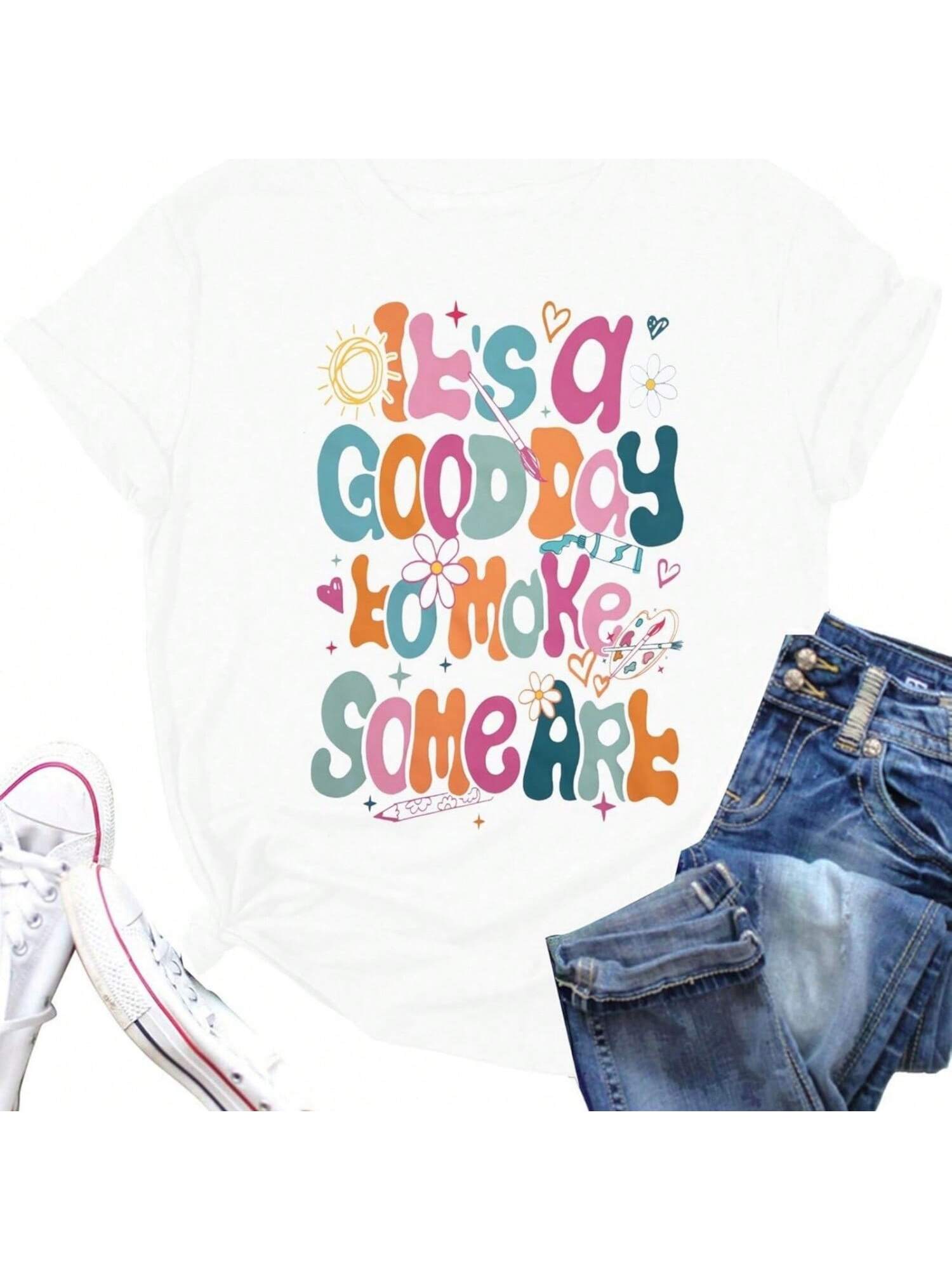 It s A Good Day To Make Some Art Shirt Women Artist Drawing Teacher Student Tee Shirts Art Lover Short Sleeve Pullover Tops S разноцветный