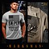 Sniper T-Shirt Militärischer Schütze Aufklärer Scharfschütze Taktiken Tödliche Präzision USA. Flagge