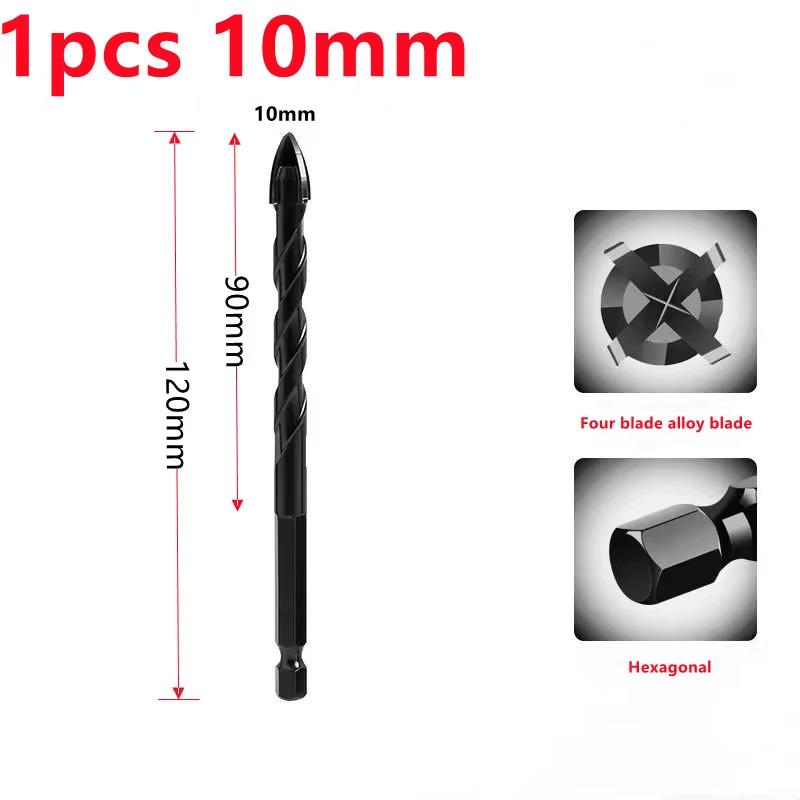 3 4 5 6 8 10 12mm Cross Hex Tile Drill Bit For Glass Concrete Ceramic Tile Hole Opener Tunsten Carbide Hard Alloy Bits Set Tools