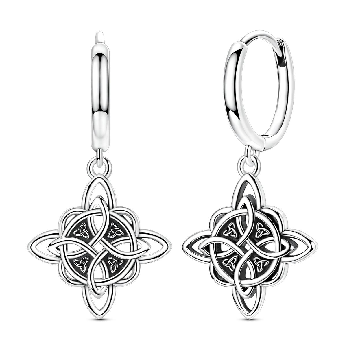 Drop Earring 925 Silver Feather Bow Celtic Knot Pendientes For Woman Fashion Jewelry