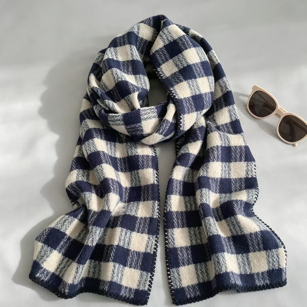 Autumn and winter new plaid scarf winter high sense versatile imitation cashmere scarf fashion sense thickened warm shawl