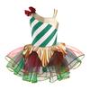 Kids Girls Stylish Dance Clothing Stage Performance Mesh Tutu Dress Christmas Carnival Cosplay