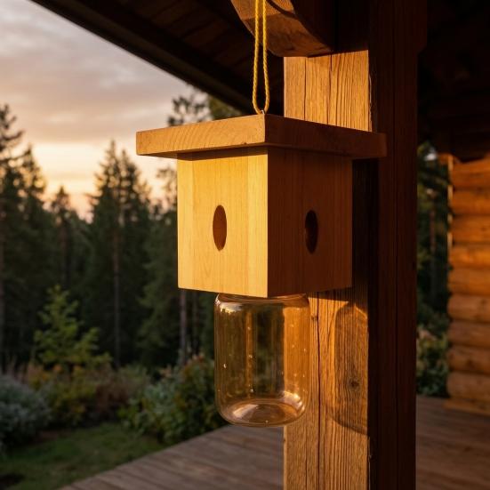 Yousheng Carpenter Bee Trap Nest, Outside Hanging Bee Catcher, Wood And Glass Jar Design, Effective Carpenter Bee Removal for Home Yard