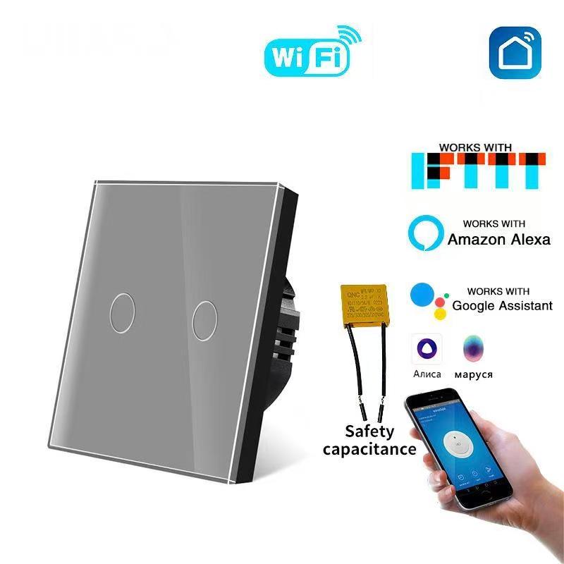Russian Graffiti WiFi Smart Switch, Single Fire, App-Controlled, Voice-Activated, Glass Panel