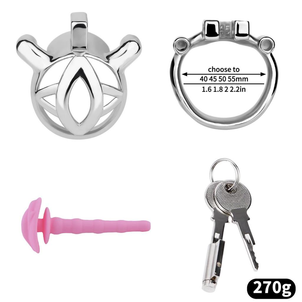Men Short CB Lock Penis Cage Cock Lock Sounding Stainless Steel Chastity Lock Sex Toy