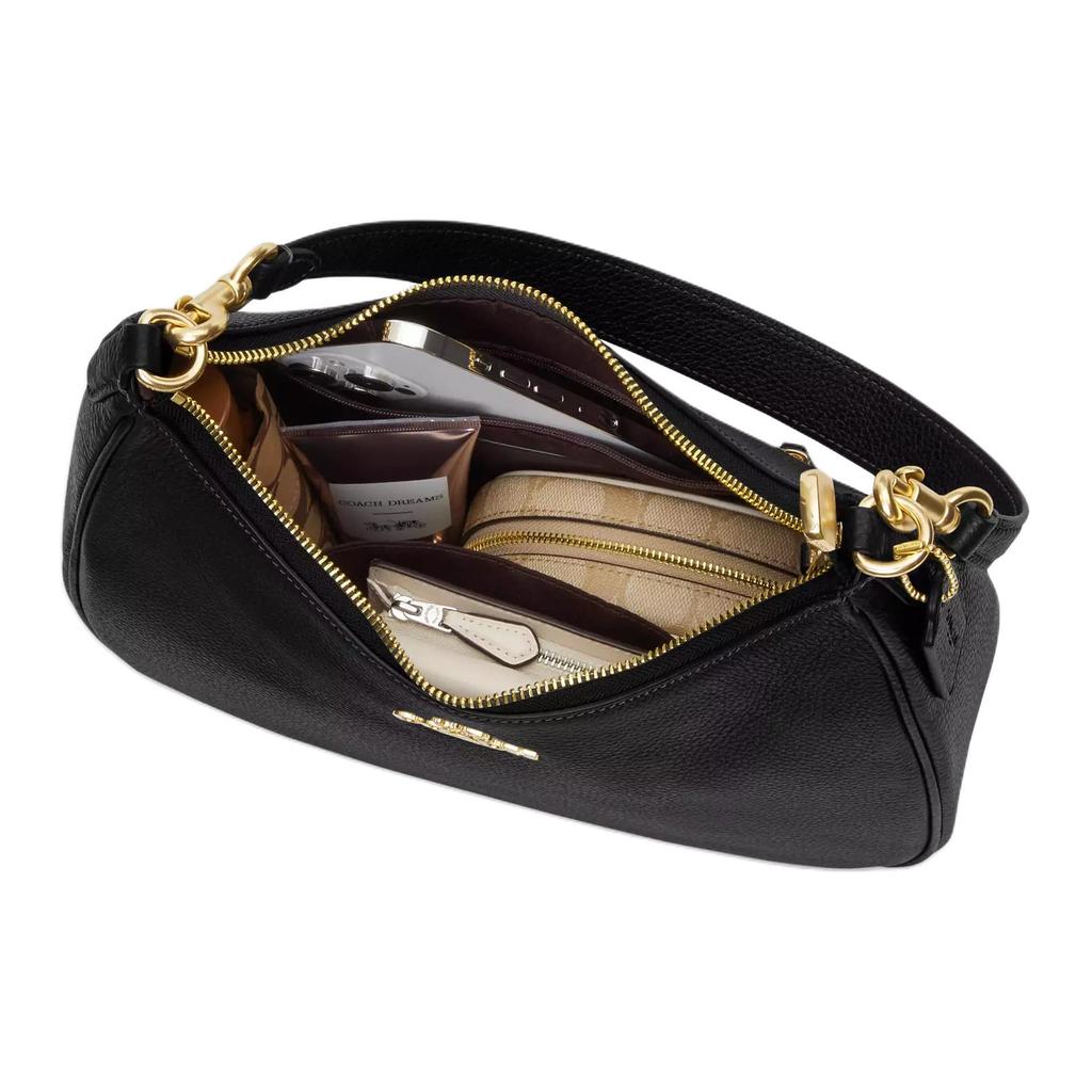 Coach Teri 29 Logo Zip Closure Smooth Leather Tote Shoulder Bag Large Women Bags Black CU126-SVBK
