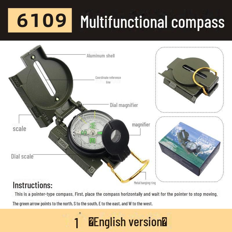 

Высокоточный наружный военный многофункциональный зеленый компас со светящейся стрелкой
