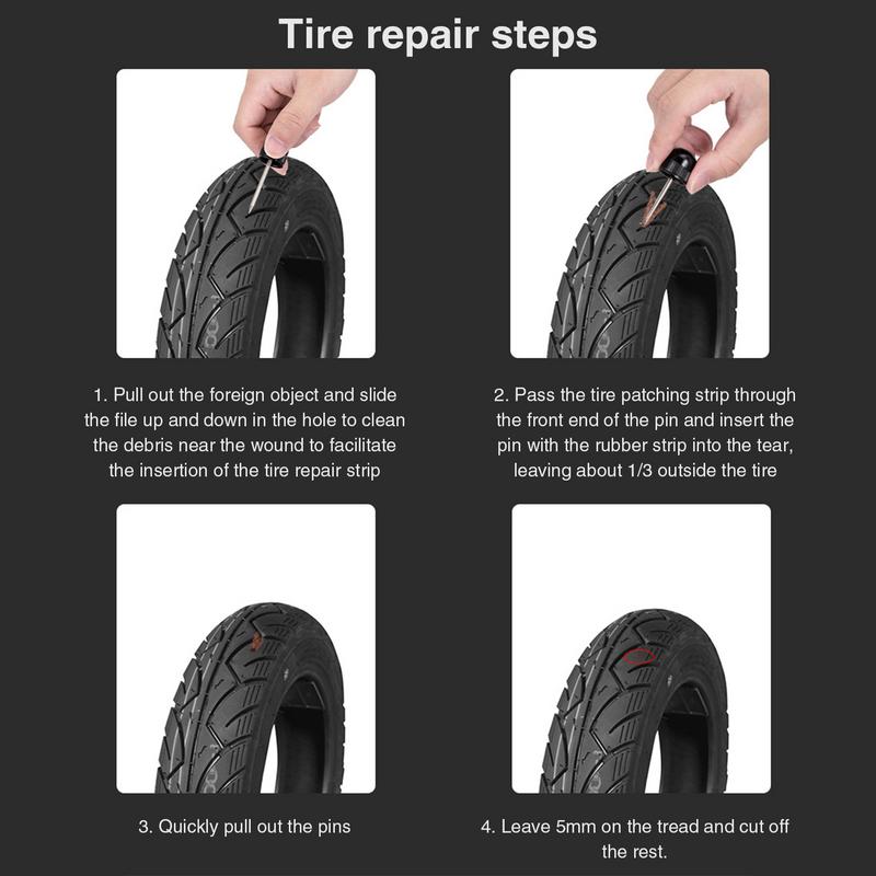Tubeless Bicycle Tire Tool Kit Tire Repair Fork Reamer with 5Rubber Strips Bike Tool For Road Bicycle Tires Fix Flat or Puncture