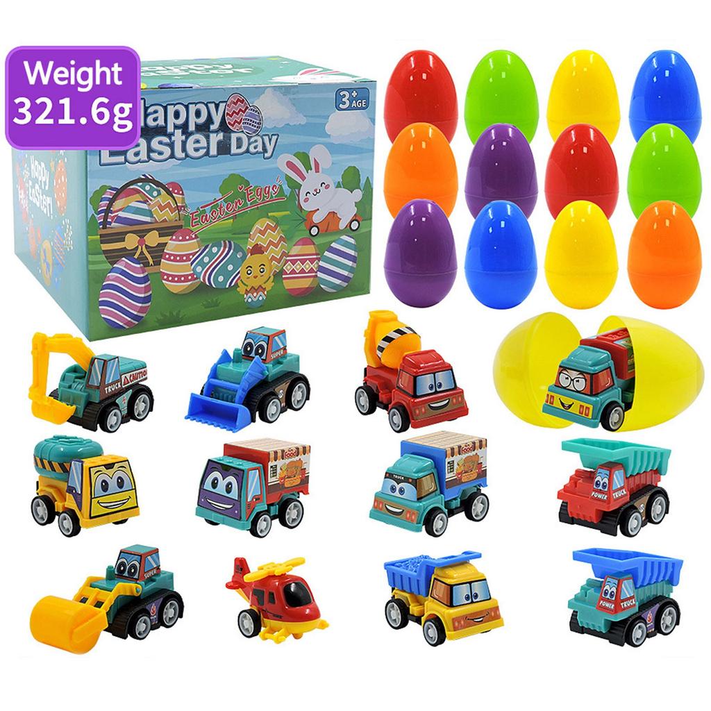 12 Pack Prefilled Easter Eggs With  , 2.5Inch Plastic Easter Eggs Filled Toys For Easter Hunts, Basket Stuffers, Easter Party Gifts