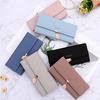 Women Long Wallet Korean PU Leather Leaf Pendant Tri-fold Bag Multi Function Clutch Large Capacity