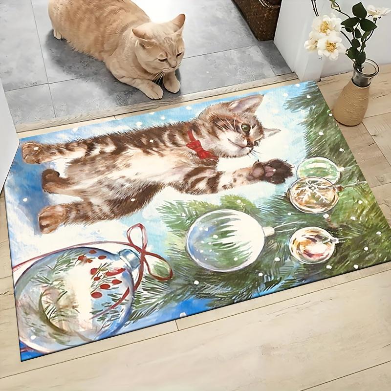 Kitten Christmas Ornaments Carpet Rug Soft Washable Anti Slip Home Living Room Sofa Mats Personalized Christmas Rug