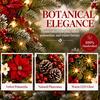 Upside Down Layered Garland Pre-Lit Christmas Teardrop Swag Decoration Lighted Door Wreath with Artificial Pine Lights Poinsettia Cones for