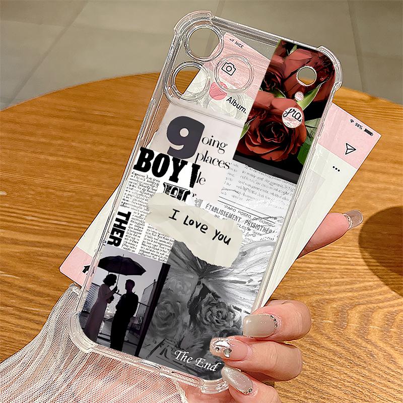 Travel Route Pattern Phone Case For iPhone 17e 17 16 15 14 Pro Max 14 13 Pro 16 Shockproof Clear TPU Soft Card Slot Pocket Cover