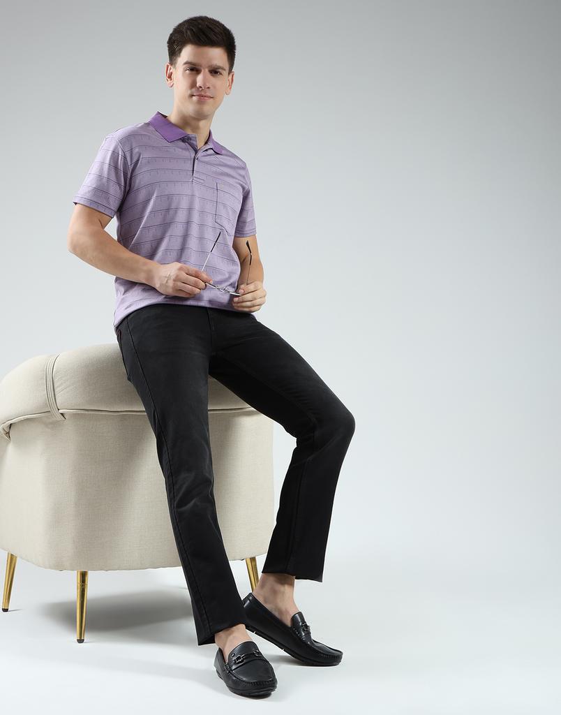 Luxuria Men's Striped Collar Neck T-Shirt