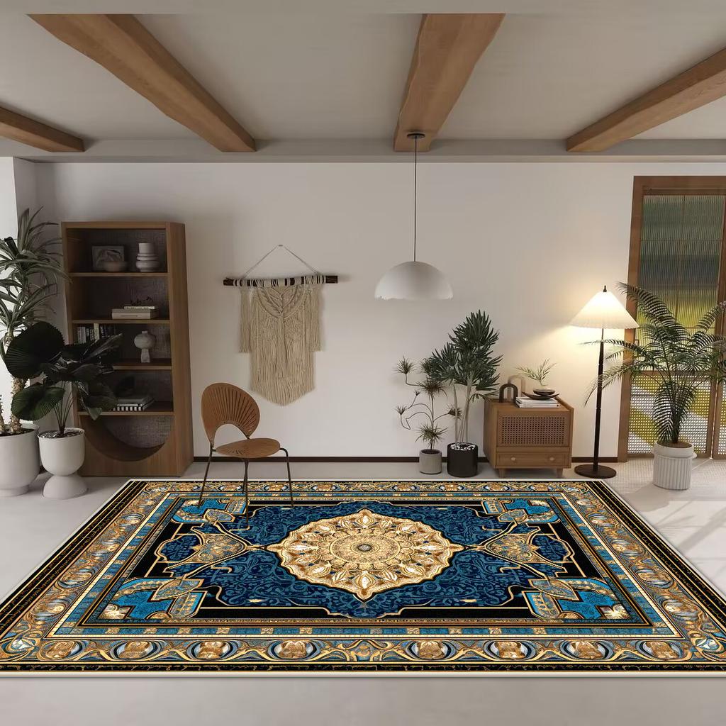 Traditional Chinese Style Living Room Carpet Easy Clean Bedroom Bedside Decoration Large Rugs Home Sofa Area Non-slip Floor Mat