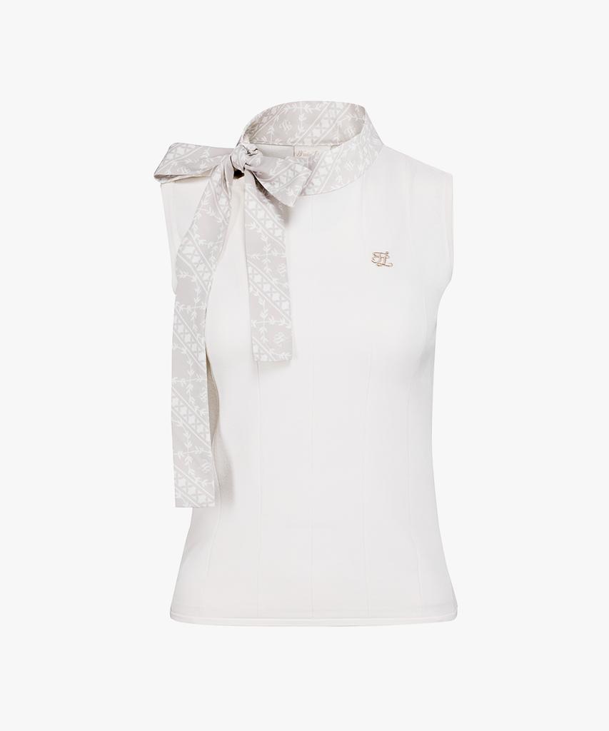 FAIRLIAR GOLF Pattern Ribbon Sleeveless Knit (White)