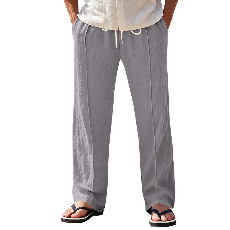 Linen Breathable Wide-legged Trousers Men's Models Summer and Autumn Thin Section Loose Sports Loose Straight Casual Trousers Male