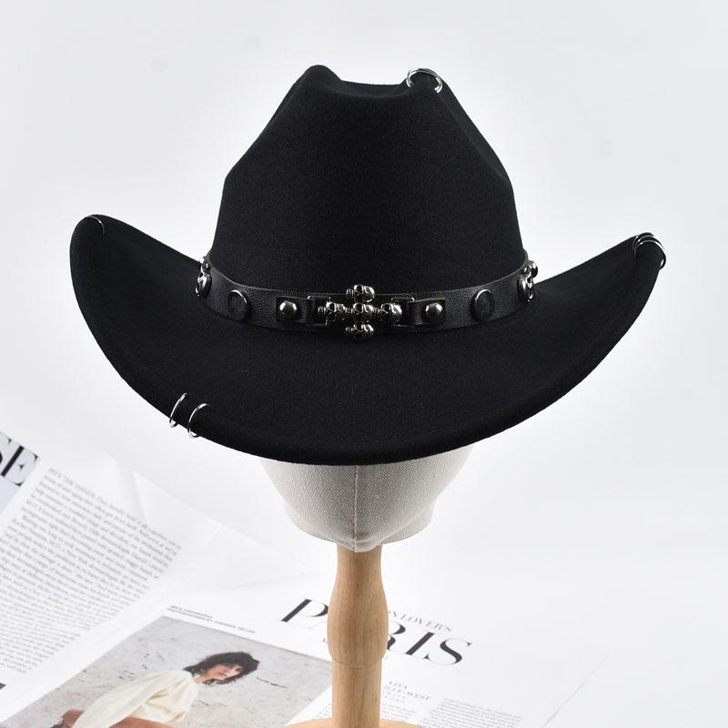 Unisex Solid Color Roll Up Brim Felt Fedora Hat Vintage Western Cowboy Hat Outdoor Travel Cowgirl Hats